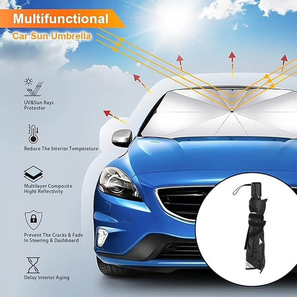 Foldable Car Windshield Sun Shade Umbrella | UV & Heat Protection for Cars & SUVs - SMV SALES