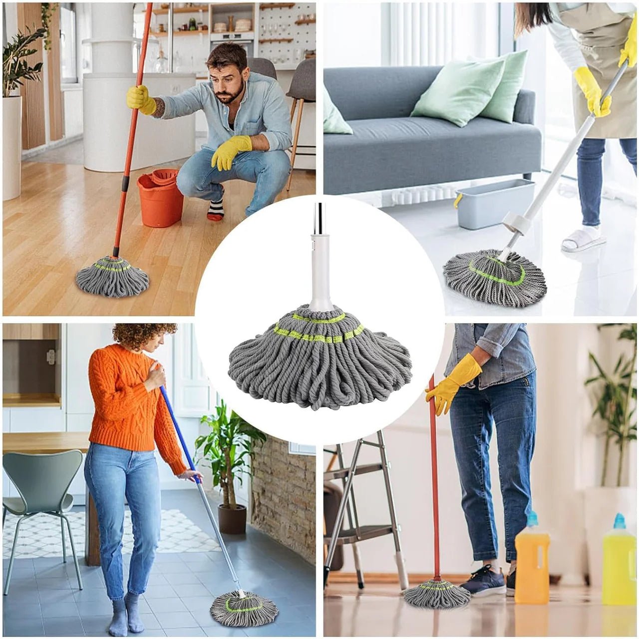 Self - Squeeze Twist Microfiber Mop – No Drips, Quick Drying, Multicolor Fiber - Your Home Decor