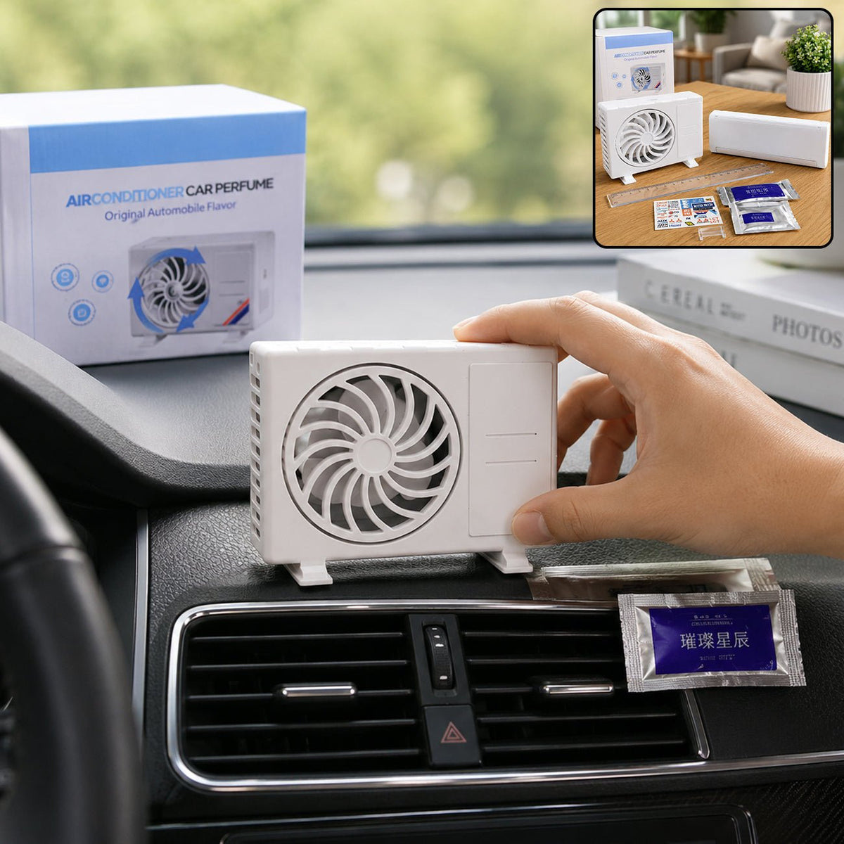 Solar-Powered Car Air Freshener | Mini AC Design Dashboard Perfume Diffuser - SMV SALES
